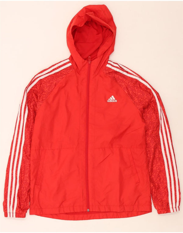 Adidas Jungen-Trainingsanzug mit Kapuze, Top-Jacke, 15–16 Jahre, rot gepunktetes Polyester