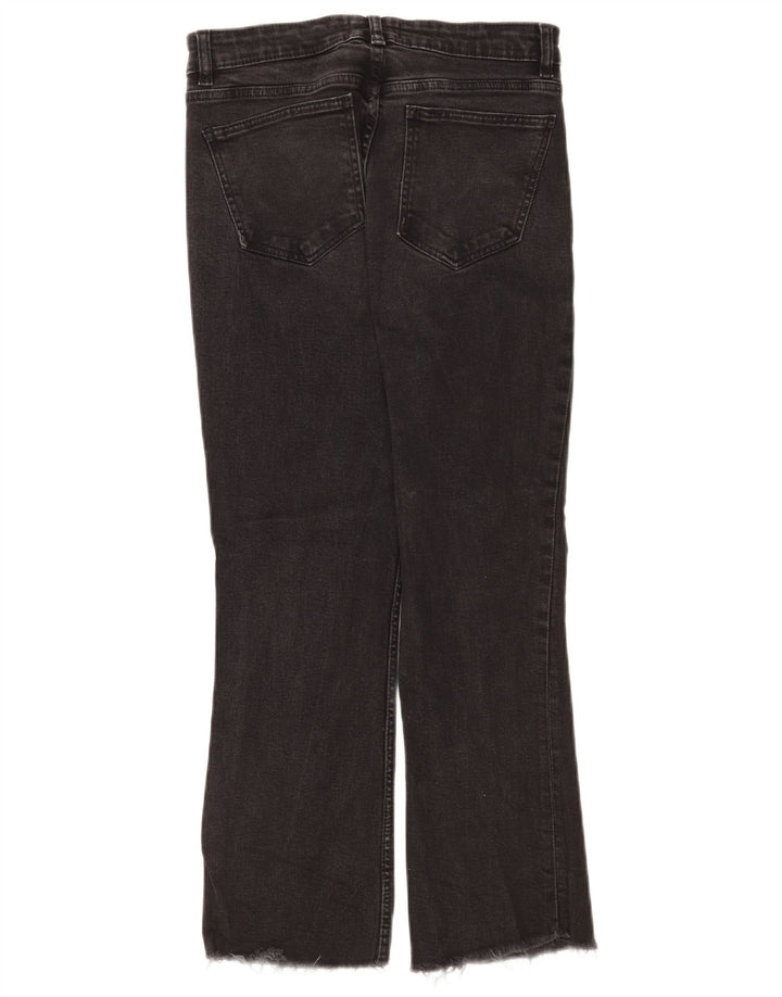 Zara Damen Crop Bootcut Jeans EU 42 Large W32 L24 Schwarz
