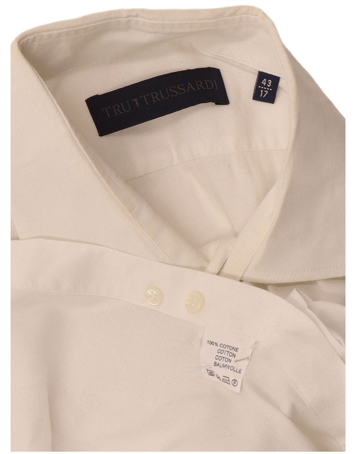 Trussardi Herrenhemd Größe 17 XL Weiße Baumwolle