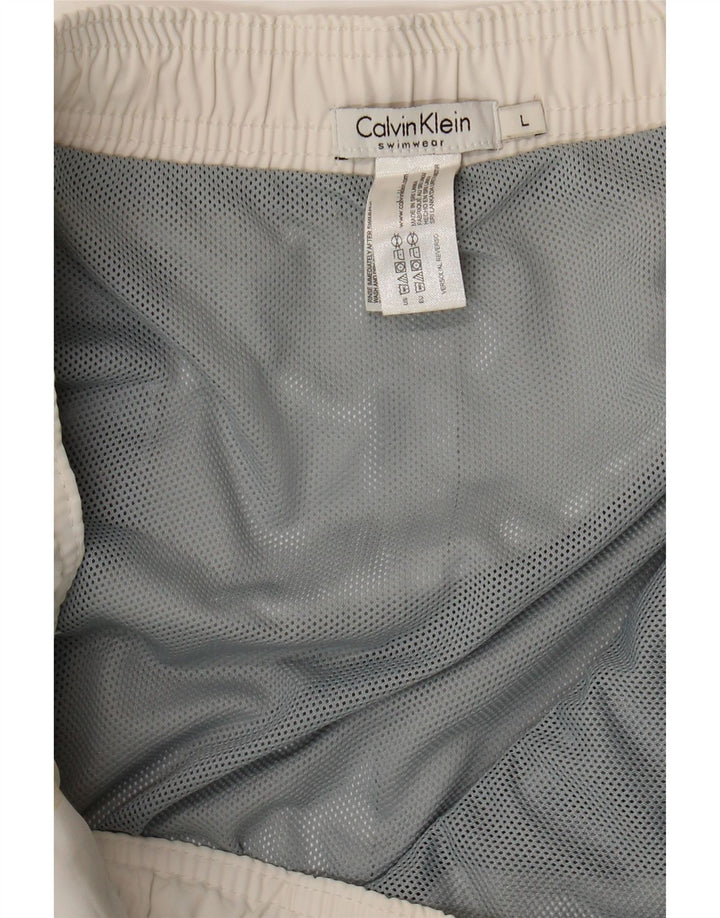 Calvin Klein Herren-Badeshorts mit Grafik, groß, aus weißem Polyester