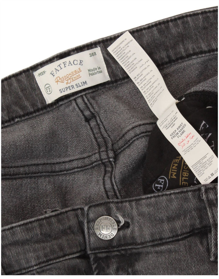 FAT FACE Herren Super Slim Jeans W38 L31 Graue Baumwolle