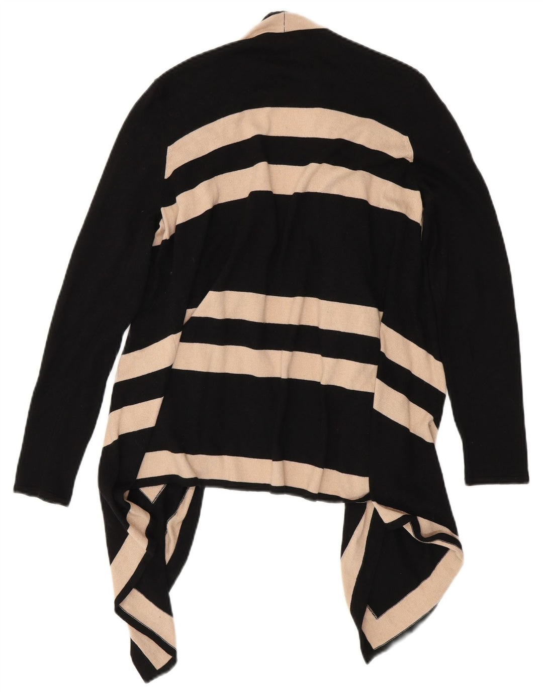 M&Co Damen Asymmetrischer offener Cardigan-Pullover UK 12 Mittelschwarz gestreift