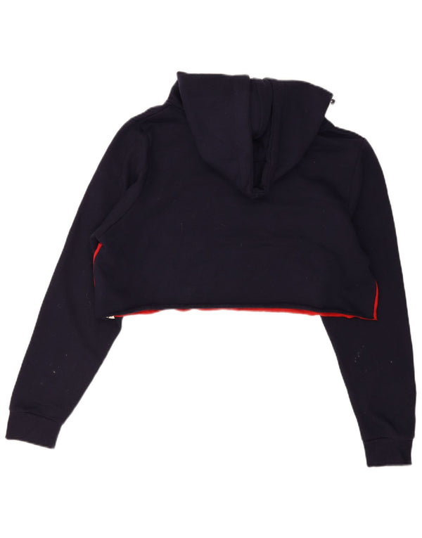 Fila Damen Crop Graphic Hoodie Pullover UK 18 XL Marineblau Farbblock