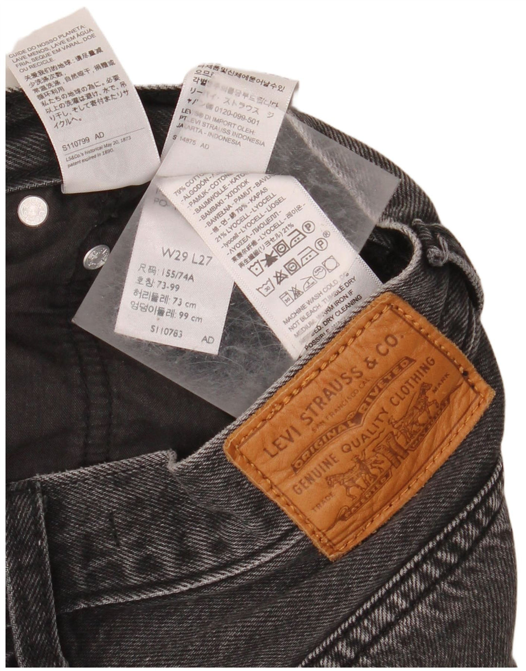 LEVI'S Damen-Jeans mit lockerer Passform und hoher Taille, W29, L27, graue Baumwolle