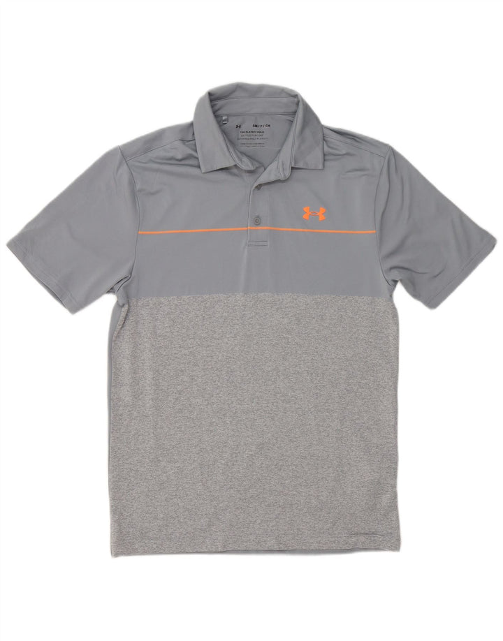 Under Armour Herren-Poloshirt, kleines graues Colourblock-Polyester