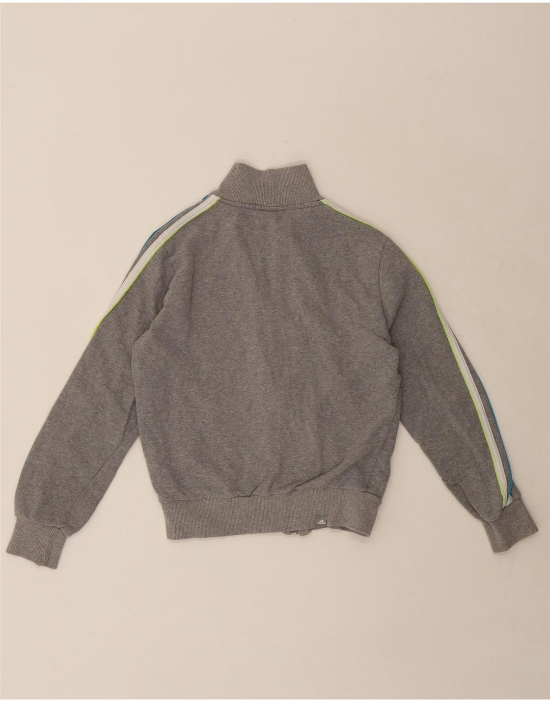 ADIDAS Boys Graphic Tracksuit Top Jacket 9-10 Years Grey Cotton