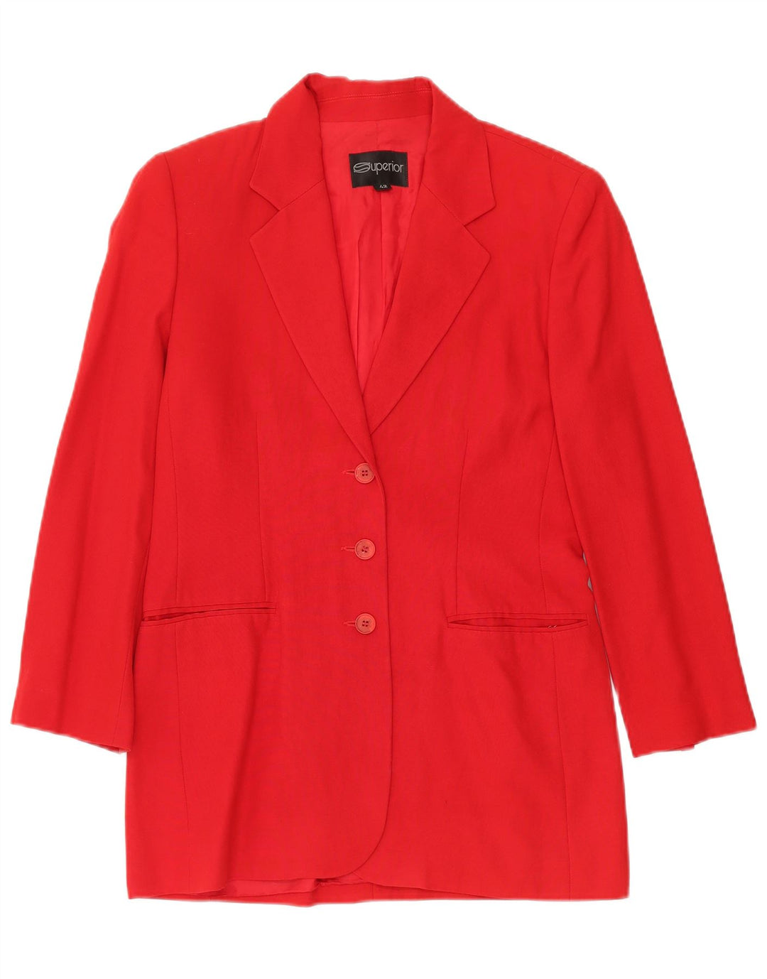 SUPERIOR Longline-Blazerjacke mit 3 Knöpfen für Damen IT 42 Mittelrotes Acetat