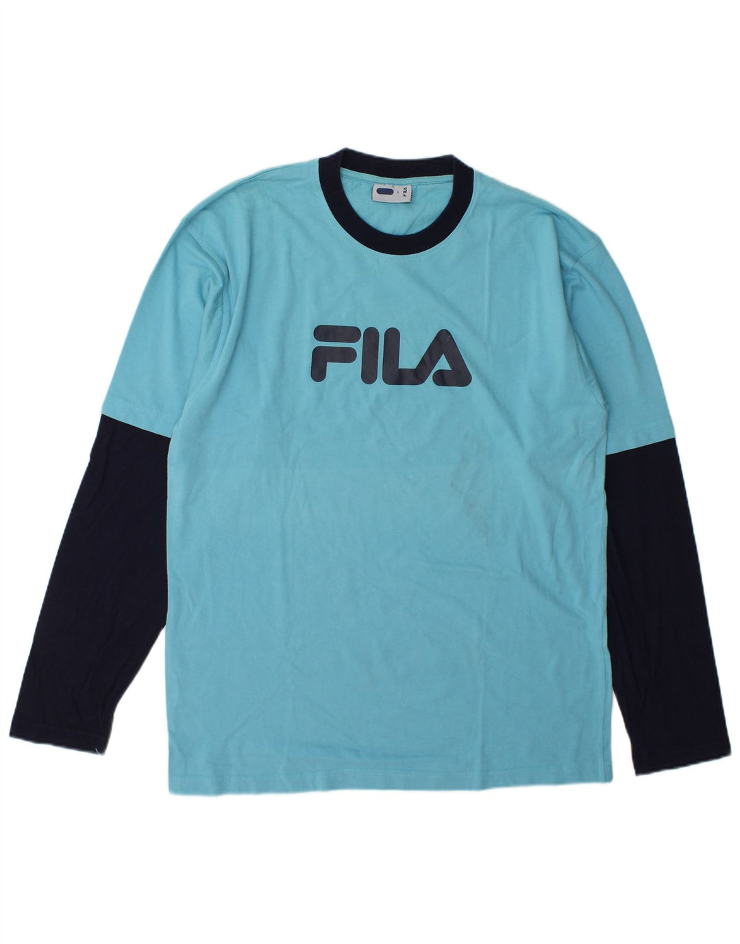 Fila Herren-Grafikoberteil mit langen Ärmeln, groß, blau, Farbblock