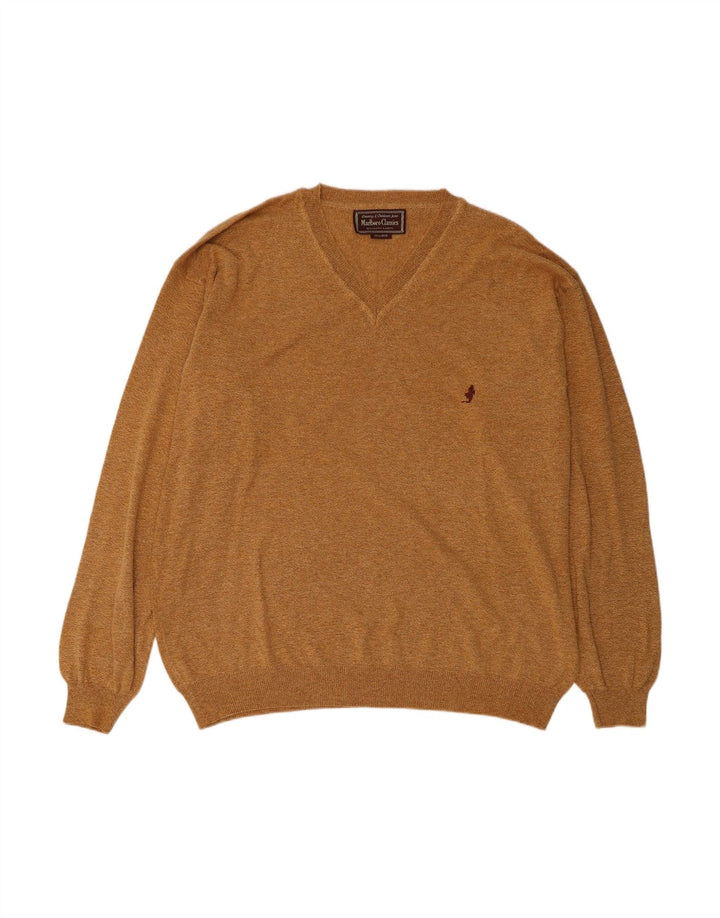 MARLBORO CLASSICS Mens V-Neck Jumper Sweater 2XL Brown Cotton
