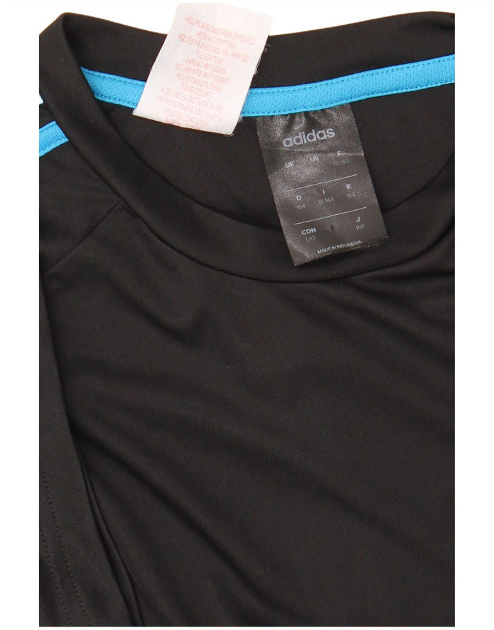 ADIDAS Boys Climalite T-Shirt Top 13-14 Years Black Polyester