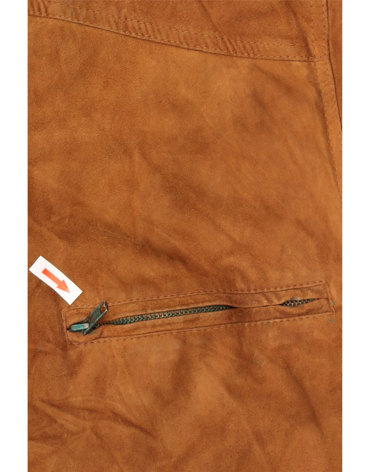 Vintage Herren Wildleder Bomberjacke UK 38 Mittelbraunes Leder