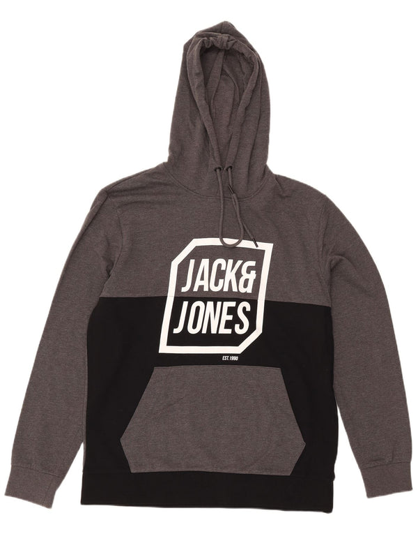 Jack & Jones Herren-Kapuzenpullover mit Grafik, XL, Grau, Colourblock-Baumwolle