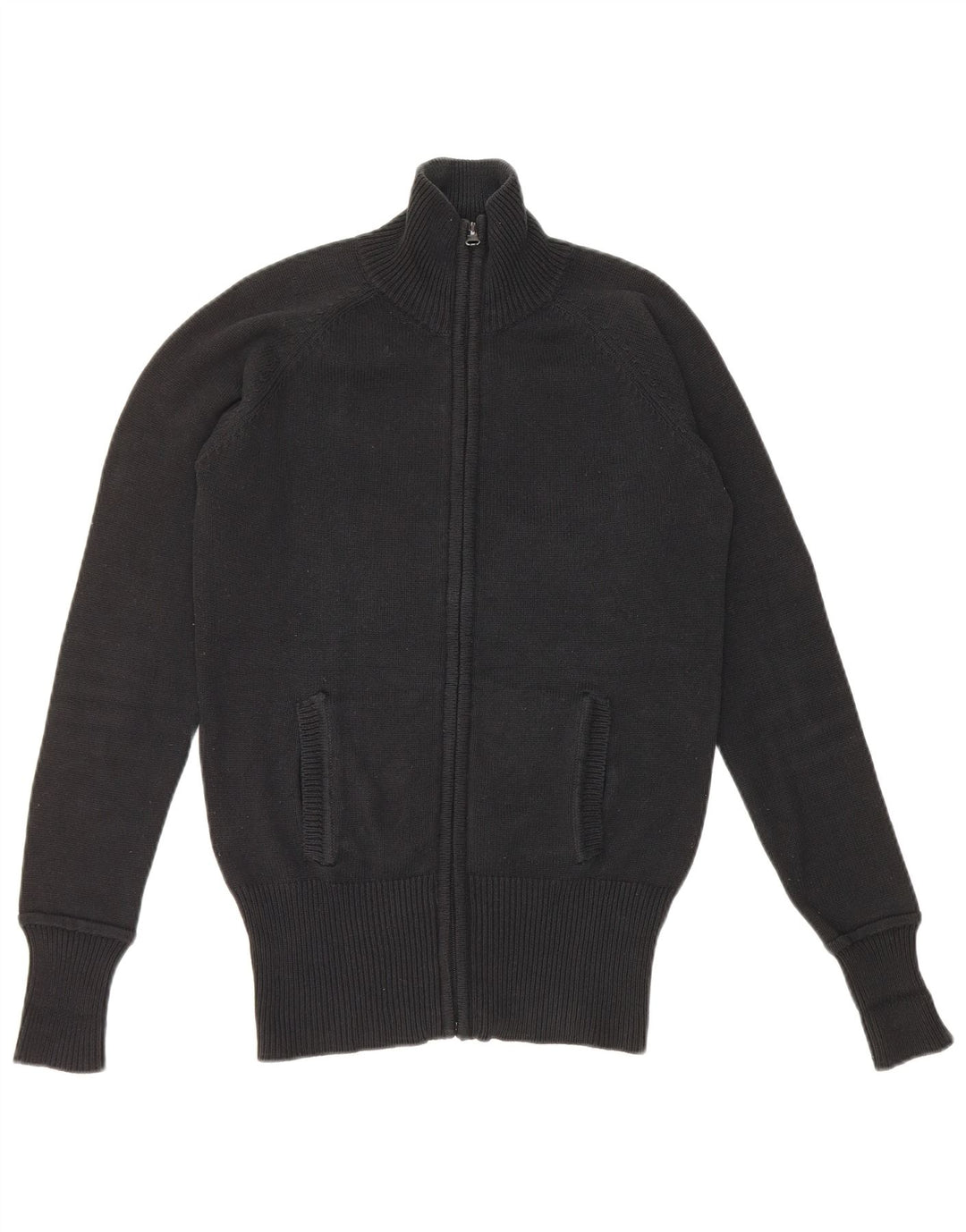 Zara Damen-Cardigan-Pullover UK 12 Mittelschwarze Baumwolle
