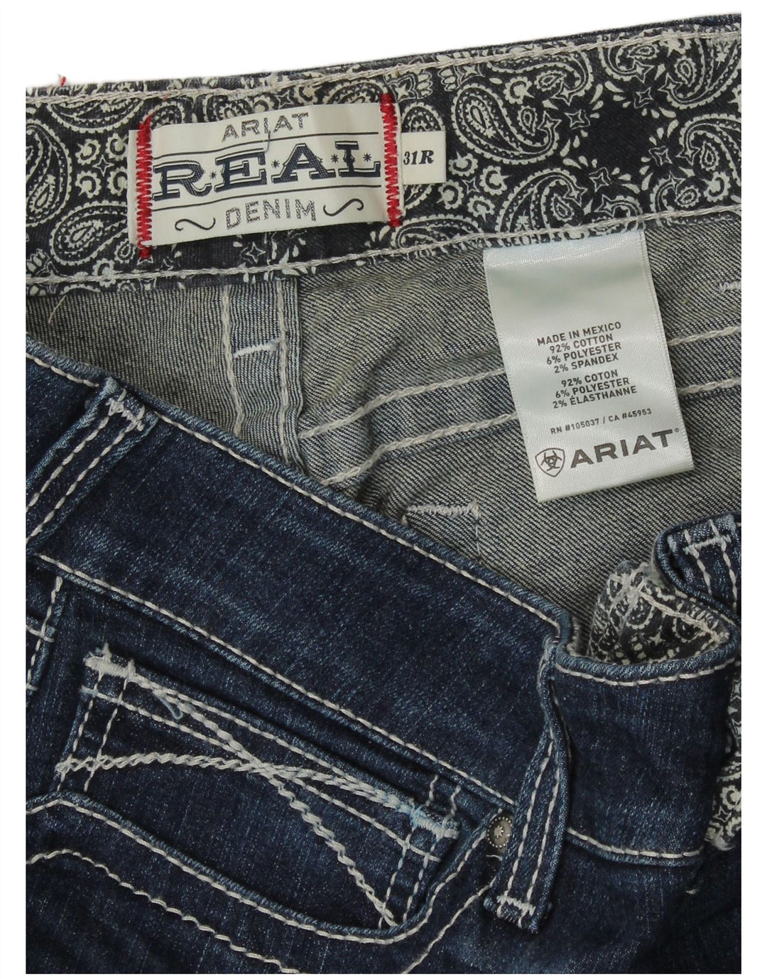 ARIAT Damen Straight Jeans W31 L32 Blaue Baumwolle
