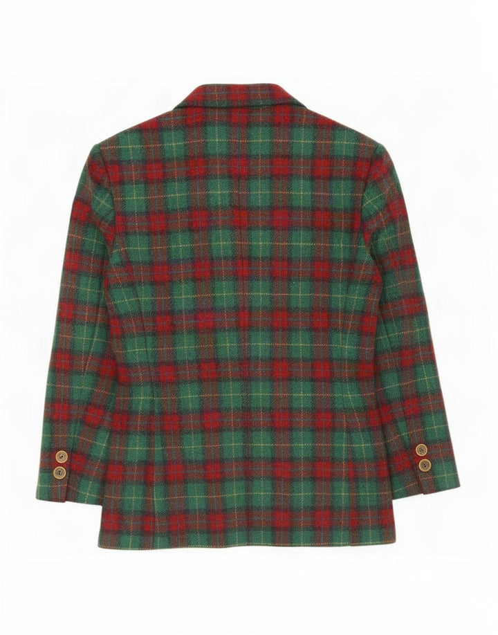 Vintage Damen 3-Knopf-Blazerjacke IT 46 Großer grüner Karo