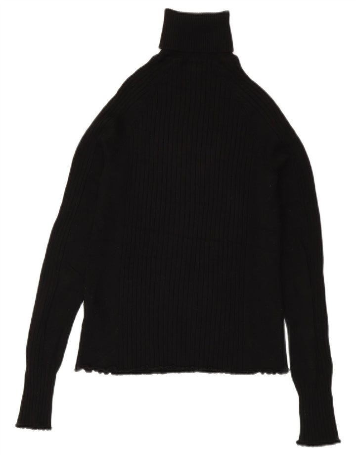 Zara Damen-Pullover mit Rollkragen, Gr. 8, Größe S, schwarze Viskose