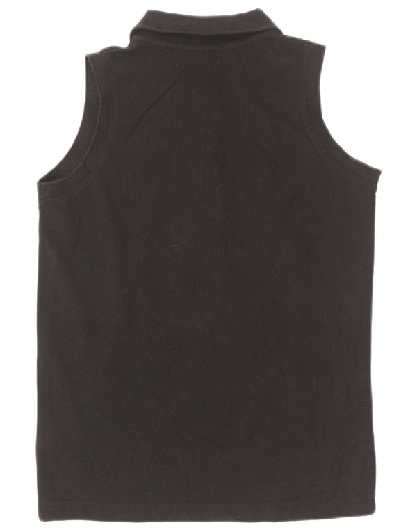 Kappa Damen ärmelloses Poloshirt UK 10 Small Schwarz Baumwolle
