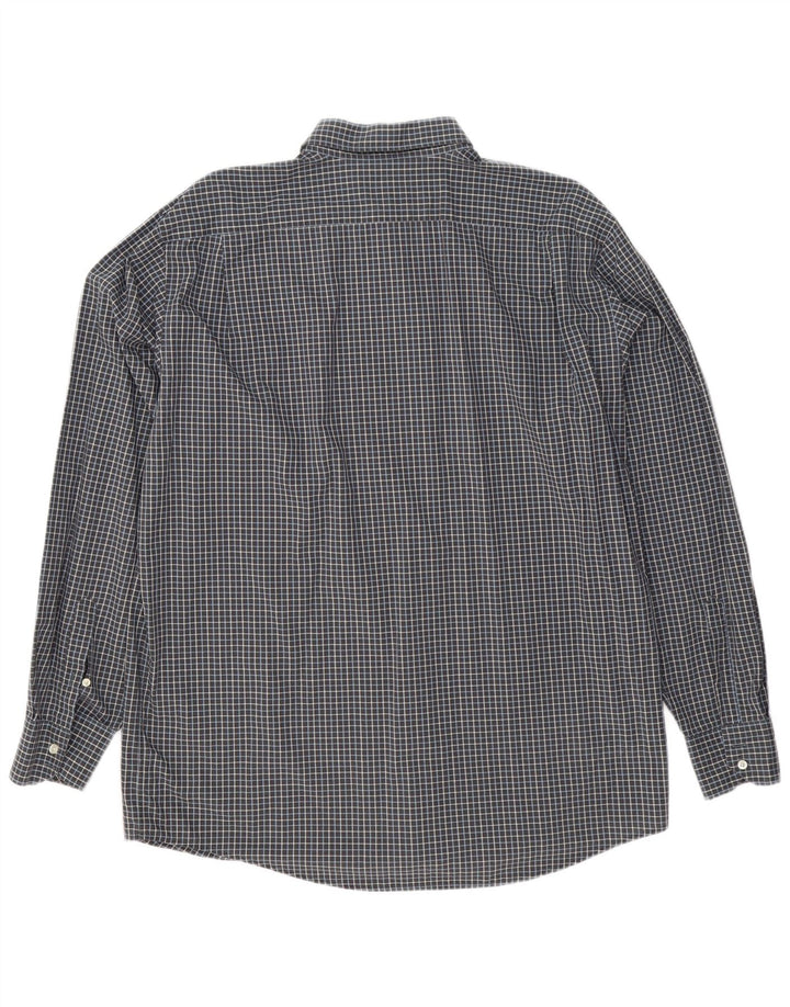 Lacoste Herren-Hemd mit normaler Passform, Größe 45 XL, grau karierte Baumwolle