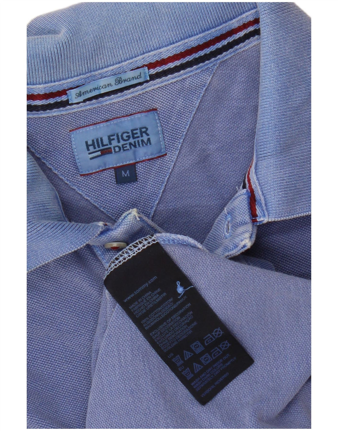 Tommy Hilfiger Herren-Poloshirt aus mittelblauer Baumwolle