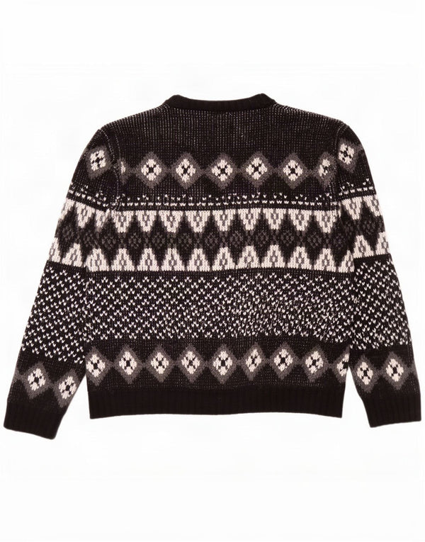 Vintage Herren Pullover mit Rundhalsausschnitt IT 52/54 Large Black Fair Isle