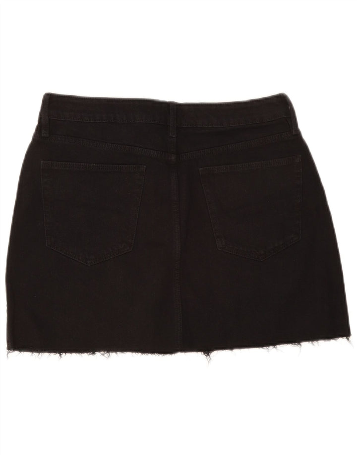 Zara Damen-Jeansrock, groß, W30, schwarze Baumwolle
