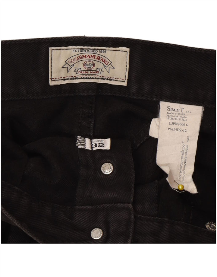 Armani Herren Straight Jeans W32 L28 Schwarze Baumwolle