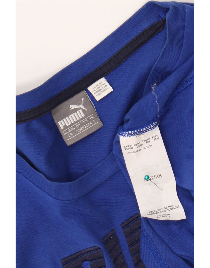Puma Herren-T-Shirt mit Grafik, groß, aus blauer Baumwolle