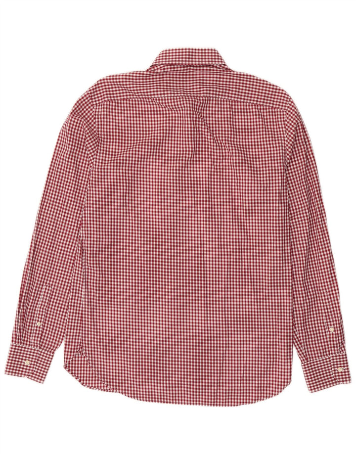 Boggi Herren-Hemd, kariert, individuelle Passform, Größe 40, 15 1/2, mittelgroß, Burgunderrot, Gingham