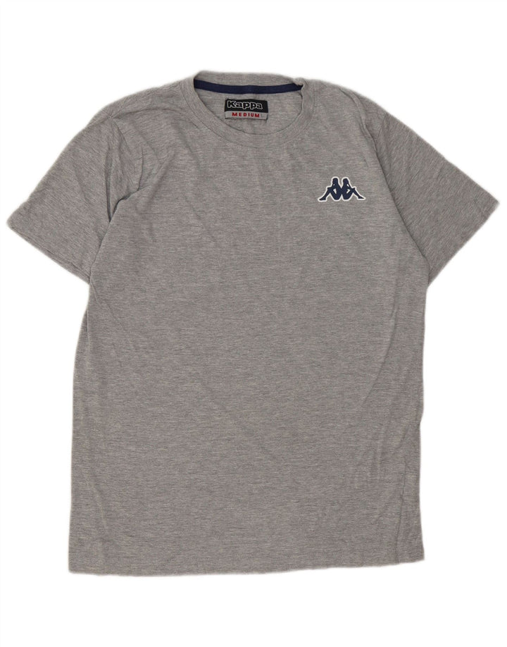Kappa Herren-T-Shirt-Oberteil aus mittelgrau gesprenkelter Baumwolle