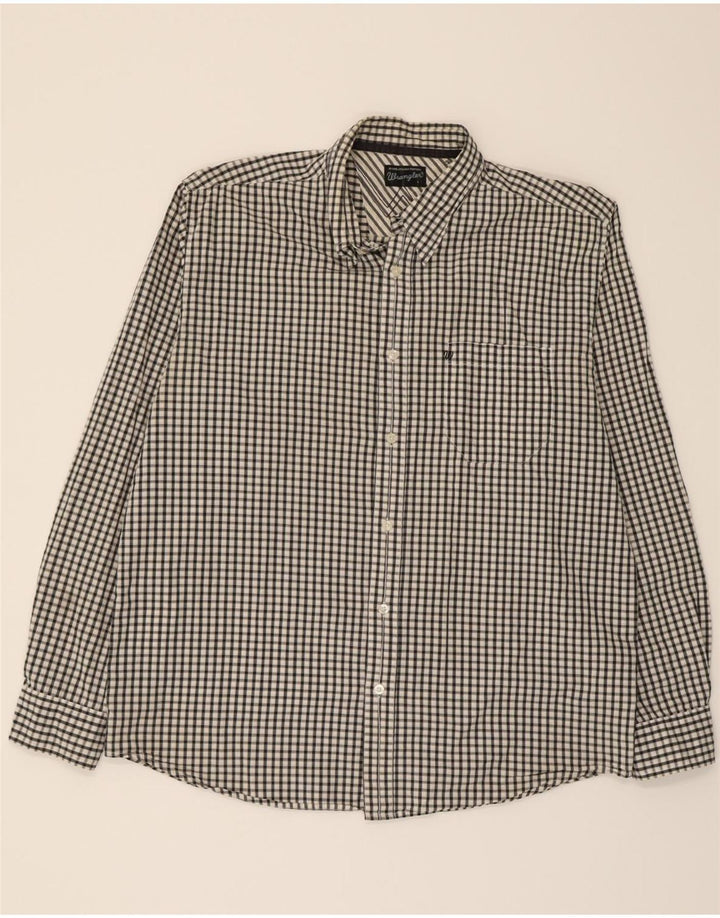 WRANGLER Mens Shirt Large Navy Blue Check Cotton Vintage Wrangler and Second-Hand Wrangler from Messina Hembry 