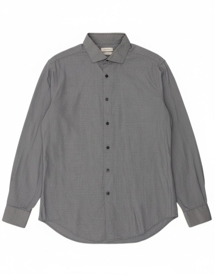 Calvin Klein Herren-Slim-Fit-Hemd, groß, marineblau, geometrisch