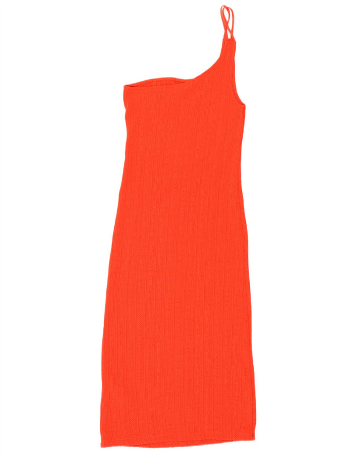 Zara Damen Strickkleid mit einer Schulter, UK 12, Mittelorange, Polyester