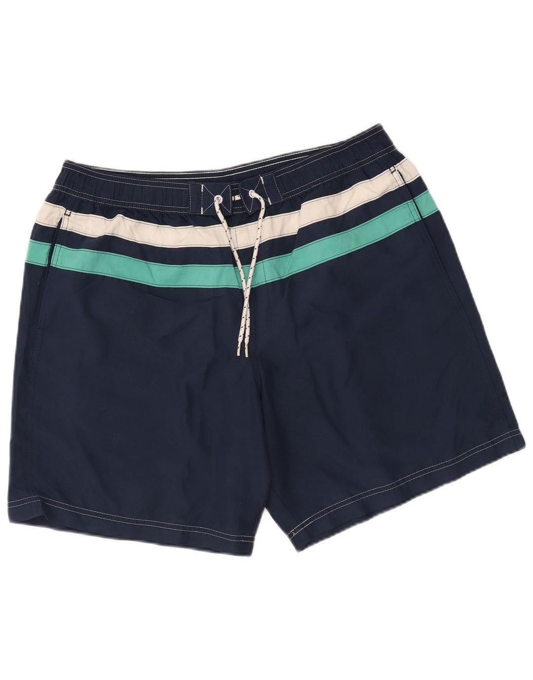 Marks & Spencer Herren-Badeshorts XL, marineblau, gestreift, Polyester