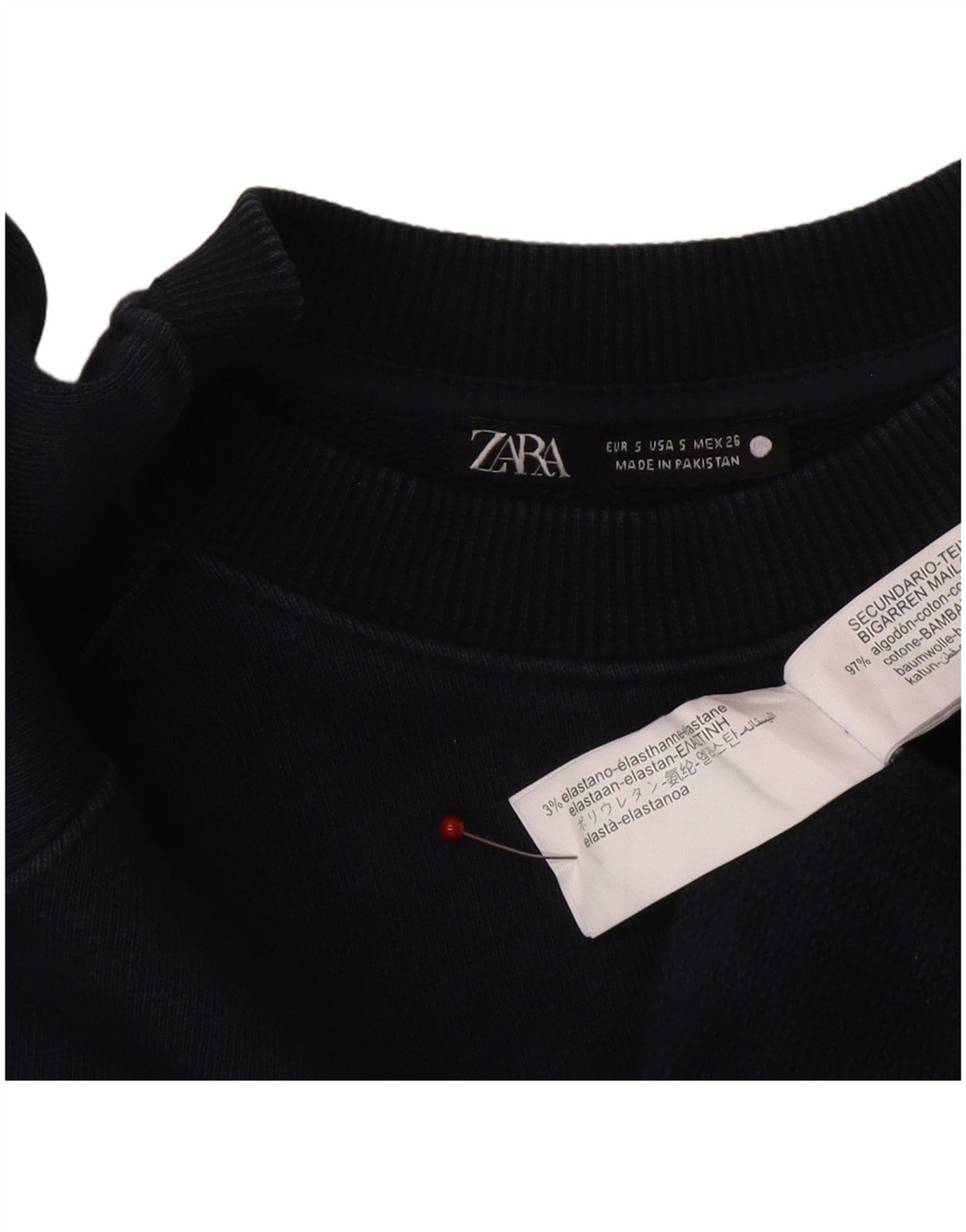 ZARA Mens Loose Fit Sweatshirt Jumper Small Navy Blue Cotton