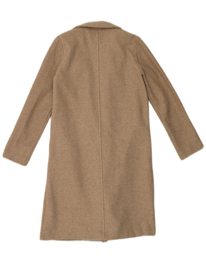 Zara Womens Open Overcoat UK 10 Small Beige Polyester