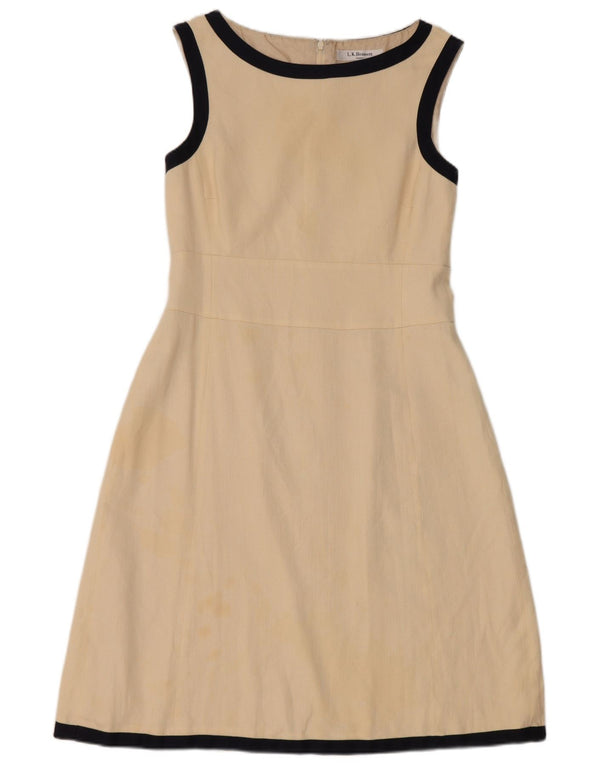 L.K. Bennett Damen ärmelloses A-Linien-Kleid, UK 12, Mittelbeige, Farbblock