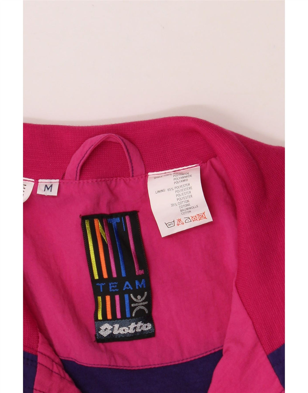 LOTTO Womens Oversized Graphic Tracksuit Top Jacket UK 14 Medium Pink Vintage Lotto and Second-Hand Lotto from Messina Hembry 