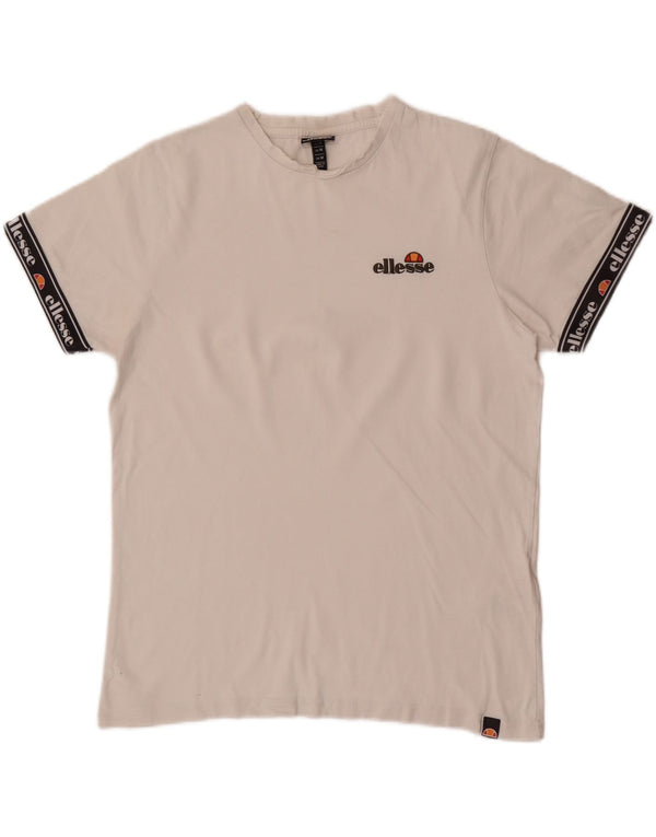 Ellesse Herren-Grafik-T-Shirt-Oberteil aus mittelweißer Colourblock-Baumwolle