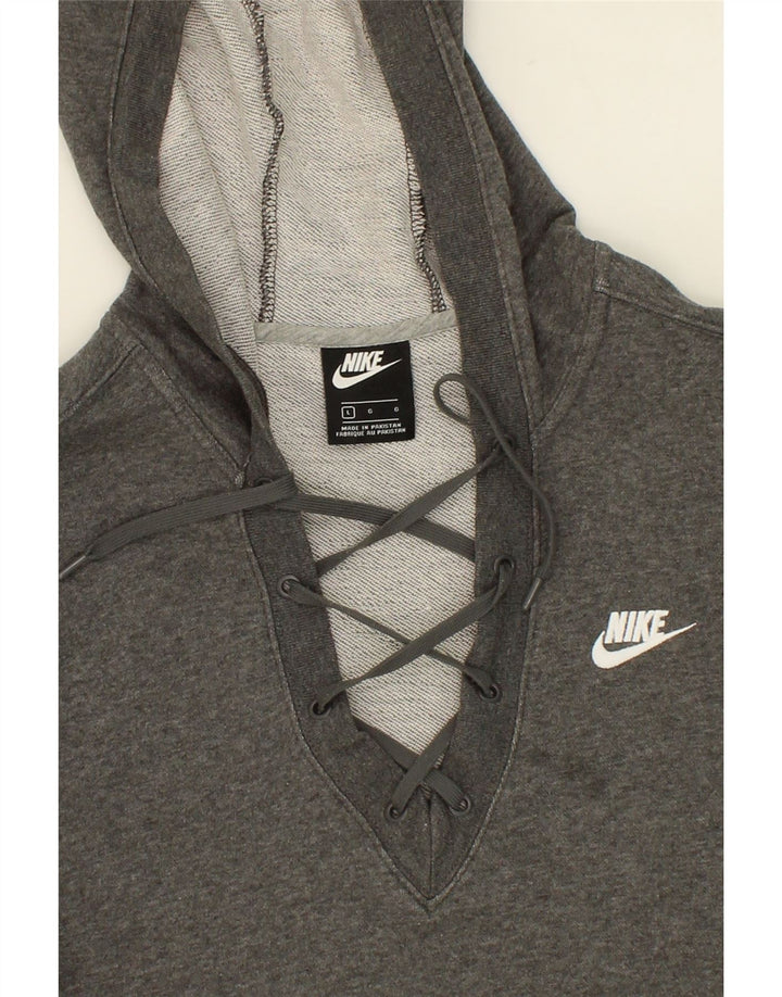 NIKE Womens Oversized Hoodie Jumper UK 16 Large Grey Cotton Vintage Nike and Second-Hand Nike from Messina Hembry 