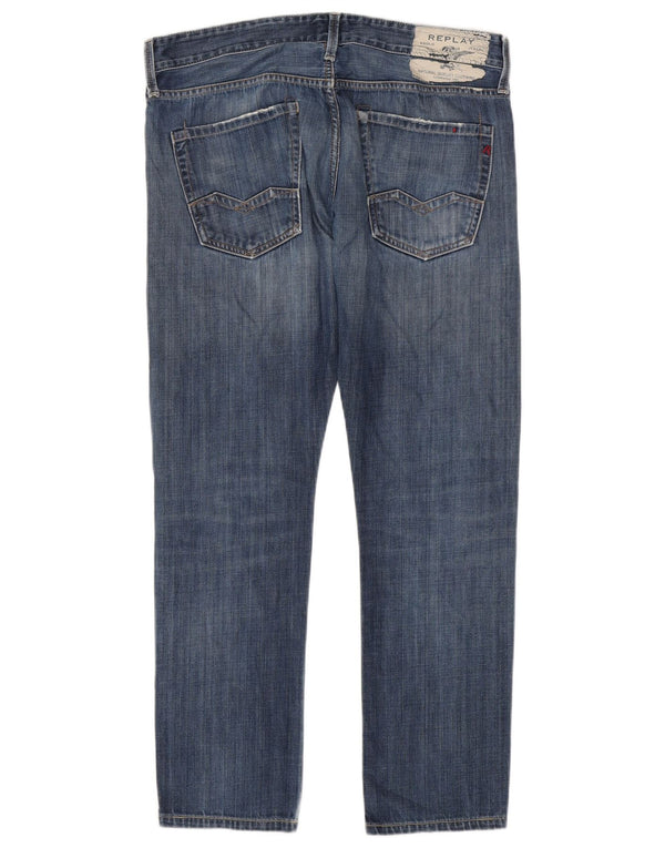 Replay Herren Waitom Distressed Slim Jeans W36 L30 Blau