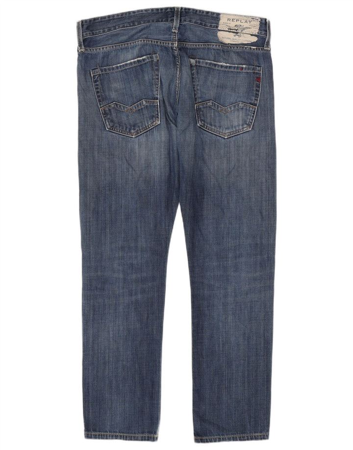 Replay Herren Waitom Distressed Slim Jeans W36 L30 Blau