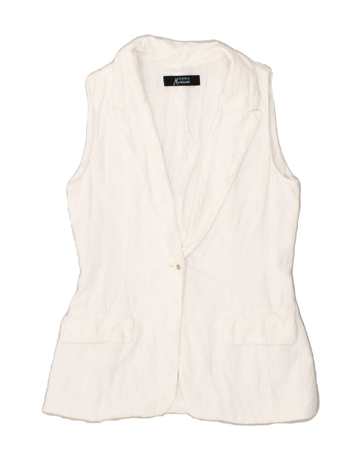 GUESS Womens Sleeveless 1 Button Blazer Jacket UK 12 Medium White Vintage Guess and Second-Hand Guess from Messina Hembry 