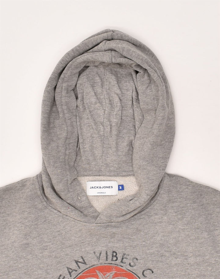 JACK & JONES Mens Graphic Hoodie Jumper Medium Grey Cotton | Vintage Jack & Jones | Thrift | Second-Hand Jack & Jones | Used Clothing | Messina Hembry 