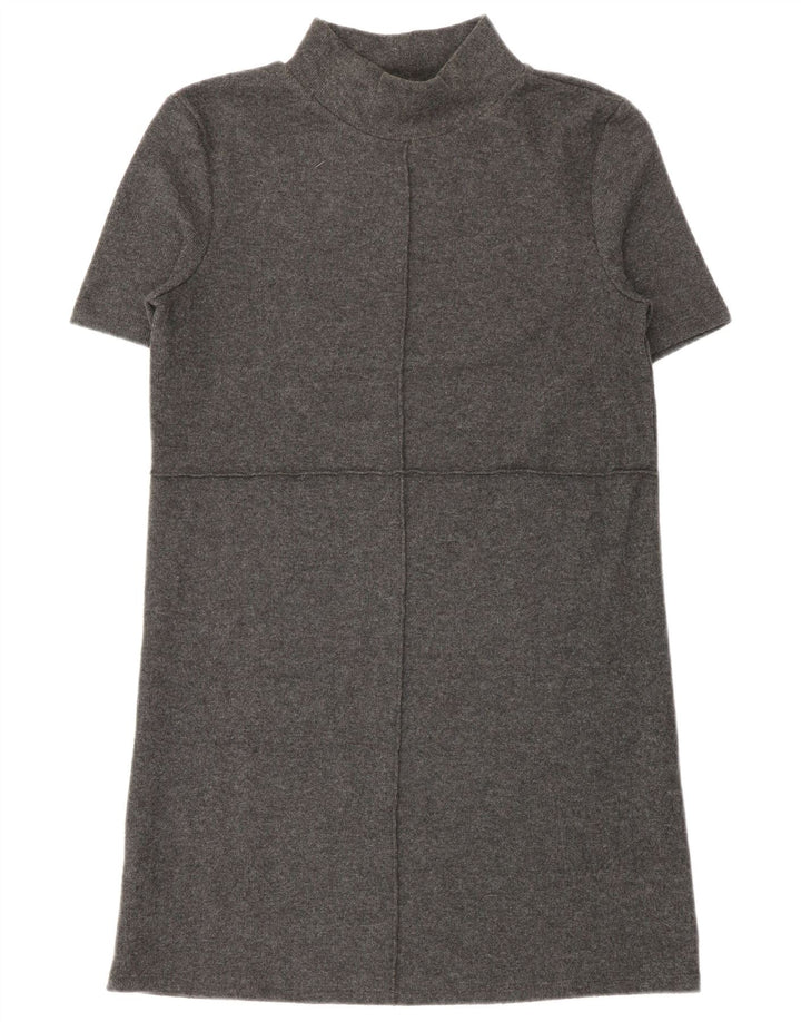 Zara Damen-Pulloverkleid mit kurzen Ärmeln, Gr. 10, Größe S, Grau, Polyester