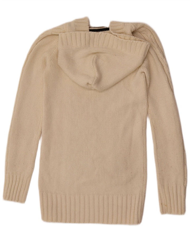 Zara Damen Kapuzenpullover UK 12 Medium Off White