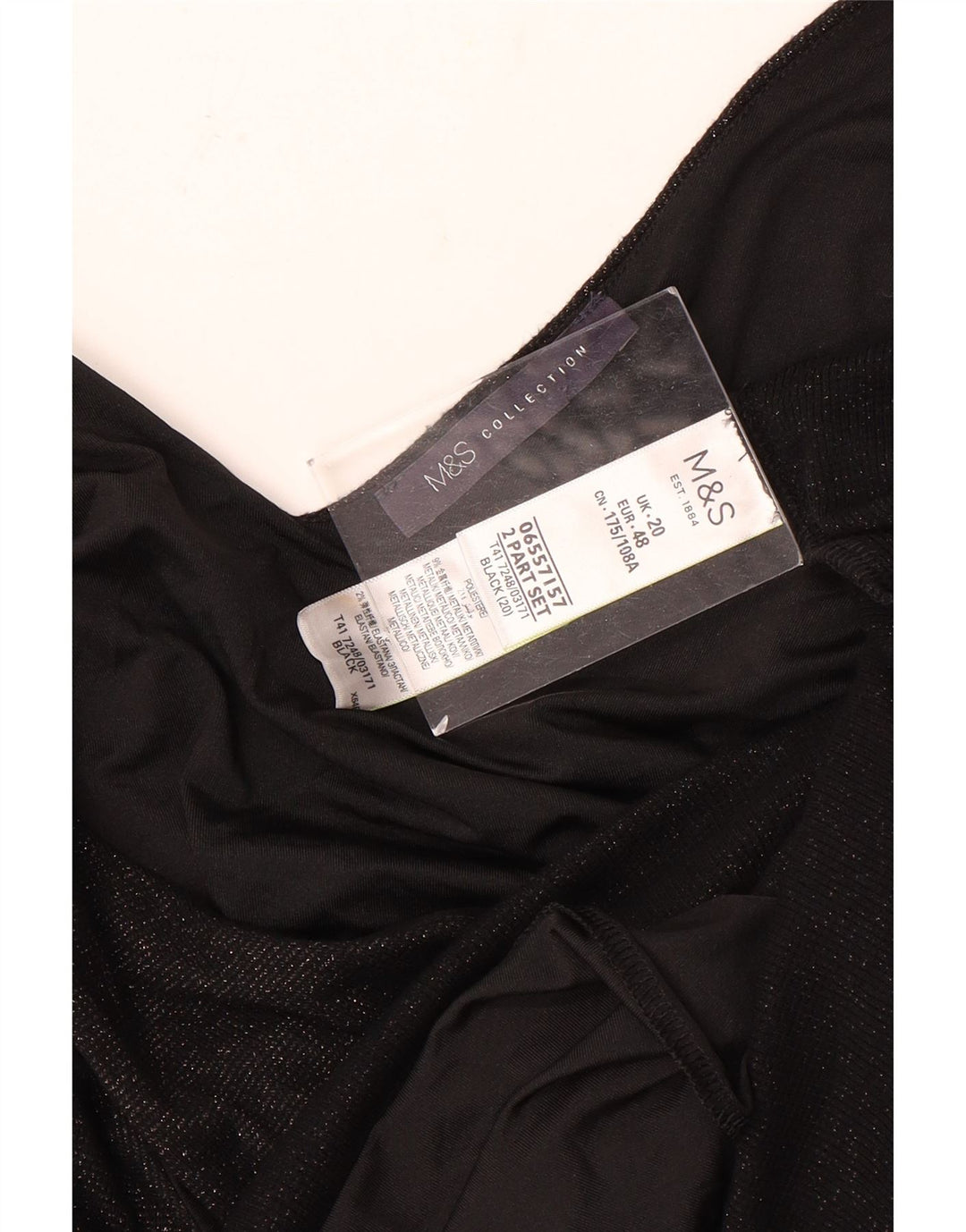Marks & Spencer Damen ärmelloses Blusenoberteil UK 20 2XL Schwarze Viskose
