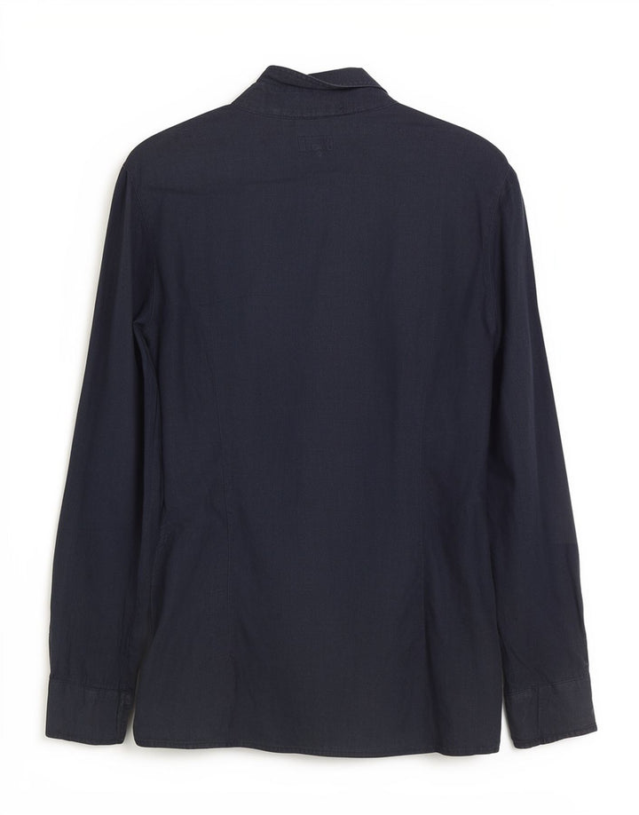 Armani Jeans Damen Pullover-Hemd IT 42 Mittelmarineblaues Leinen