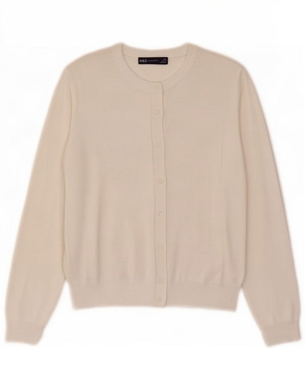 Marks & Spencer Damen-Cardigan-Pullover UK 16 Large Off White Viscose