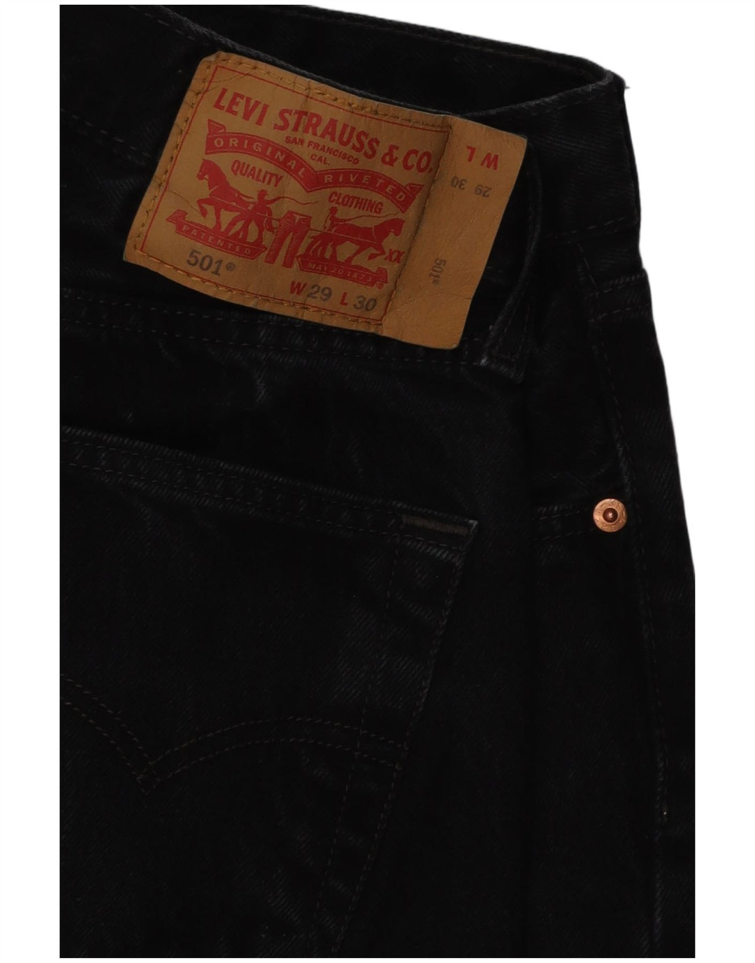 Levi's Herren 501 Straight Jeans W29 L30 Schwarze Baumwolle