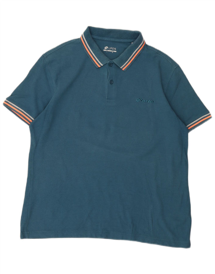 Lotto Herren-Poloshirt, groß, blau, Farbblock